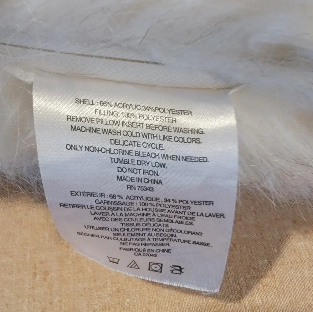 Neutral Faux Fur Soft Pillow 20x22 Textured‎ Boho